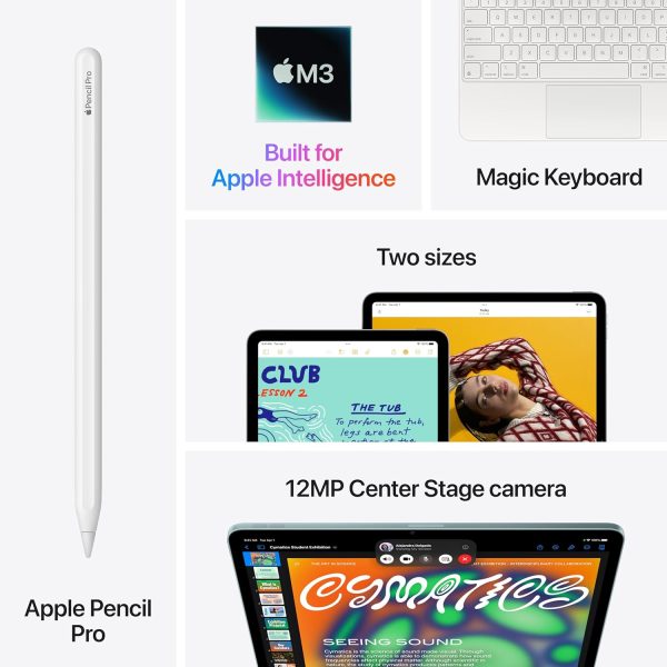 Apple iPad Air 13-inch with M3 chip Built for Apple Intelligence, Liquid Retina Display, 256GB, 12MP Front/Back Camera, Wi-Fi 6E, Touch ID, All-Day Battery Life — Space Gray