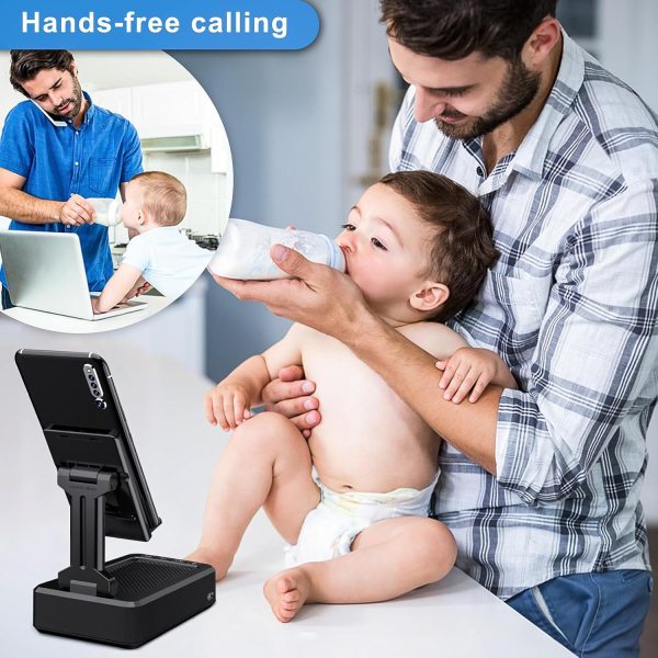 Cell Phone Stand with Wireless Bluetooth Speaker Compatible for Any Smartphones,Anti-Slip Design Phone Holder with HD Surround Sound Bluetooth Speaker for Home,Office,Outdoor