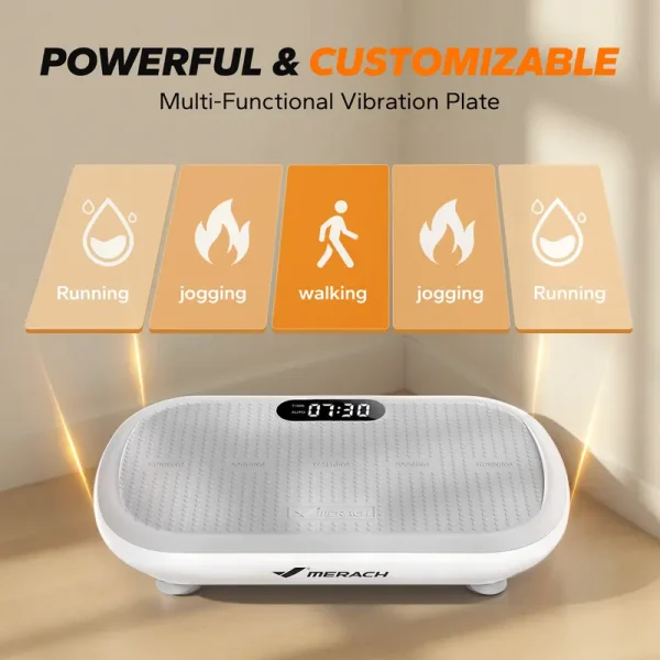 MERACH High-Power Vibration Plate Exercise Machine,440lbs Weight Capacity, Bluetooth Remote Control, 4 Workout Modes for Home Gym Fitness Equipment