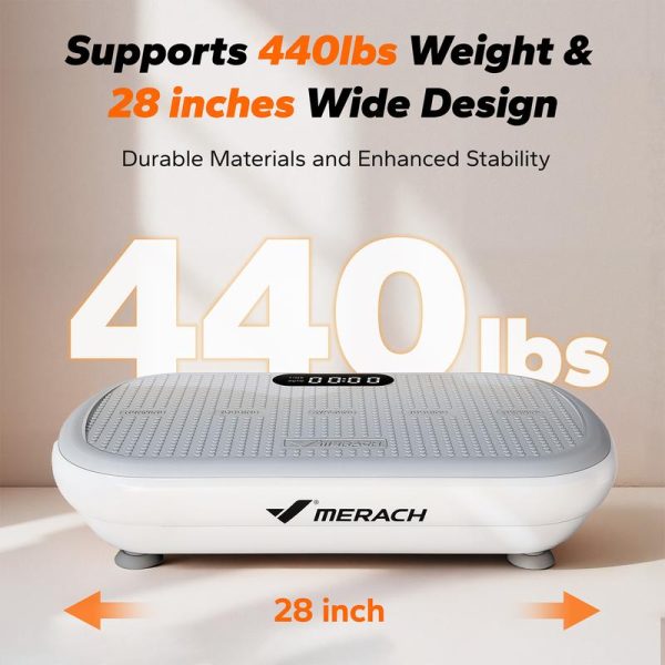 MERACH High-Power Vibration Plate Exercise Machine,440lbs Weight Capacity, Bluetooth Remote Control, 4 Workout Modes for Home Gym Fitness Equipment