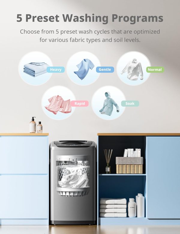 Summer Final Clearance Just AED 99د.إ:Comfee Portable Washing Machine, 0.9 cu.ft Compact Washer With LED Display, 5 Wash Cycles, 2 Built-in Rollers, Space Saving Full-Automatic...