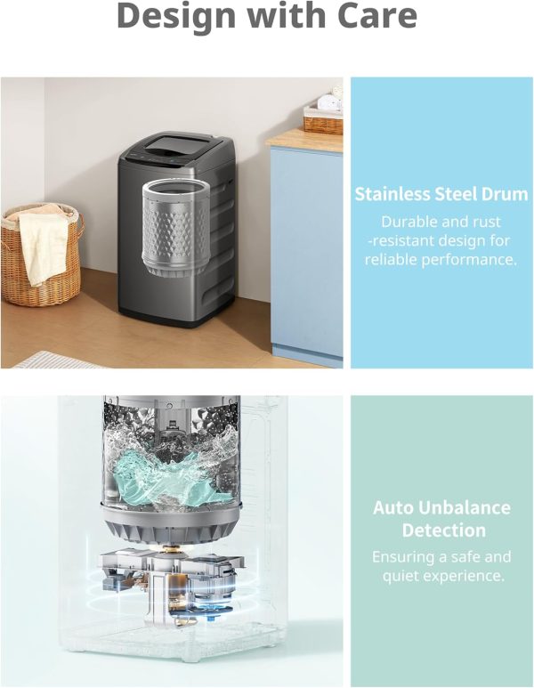 Summer Final Clearance Just AED 99د.إ:Comfee Portable Washing Machine, 0.9 cu.ft Compact Washer With LED Display, 5 Wash Cycles, 2 Built-in Rollers, Space Saving Full-Automatic...
