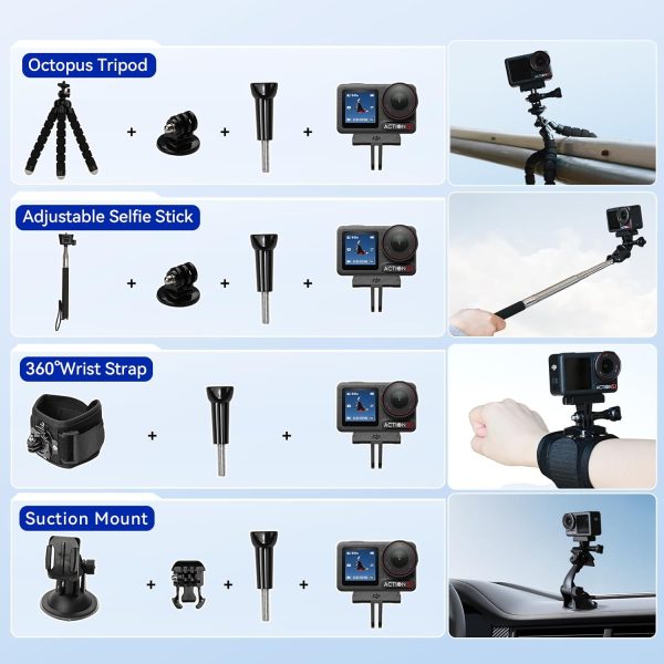 While Stocks Last:DJI Osmo Action 5 Pro Standard Combo,with 58 Piece Accessory Kit and 2 Extra Batteries + 64GB Card - Waterproof Action Camera with 1/1.3" Sensor, 4K/120fps...