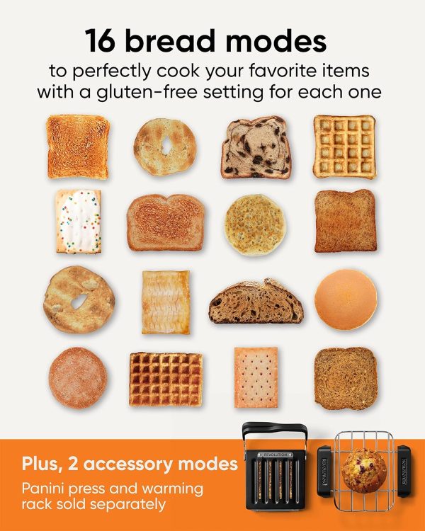 While Stocks Last:Revolution R270 High-Speed Touchscreen Toaster, 2-Slice Smart Toaster with Patented InstaGLO Technology & Gluten-Free, Panini & 16 Bread Modes